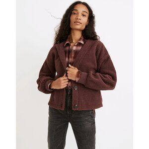 Madewell (Re)sourced Fleece Crop Cardigan Dark Fig Size Medium